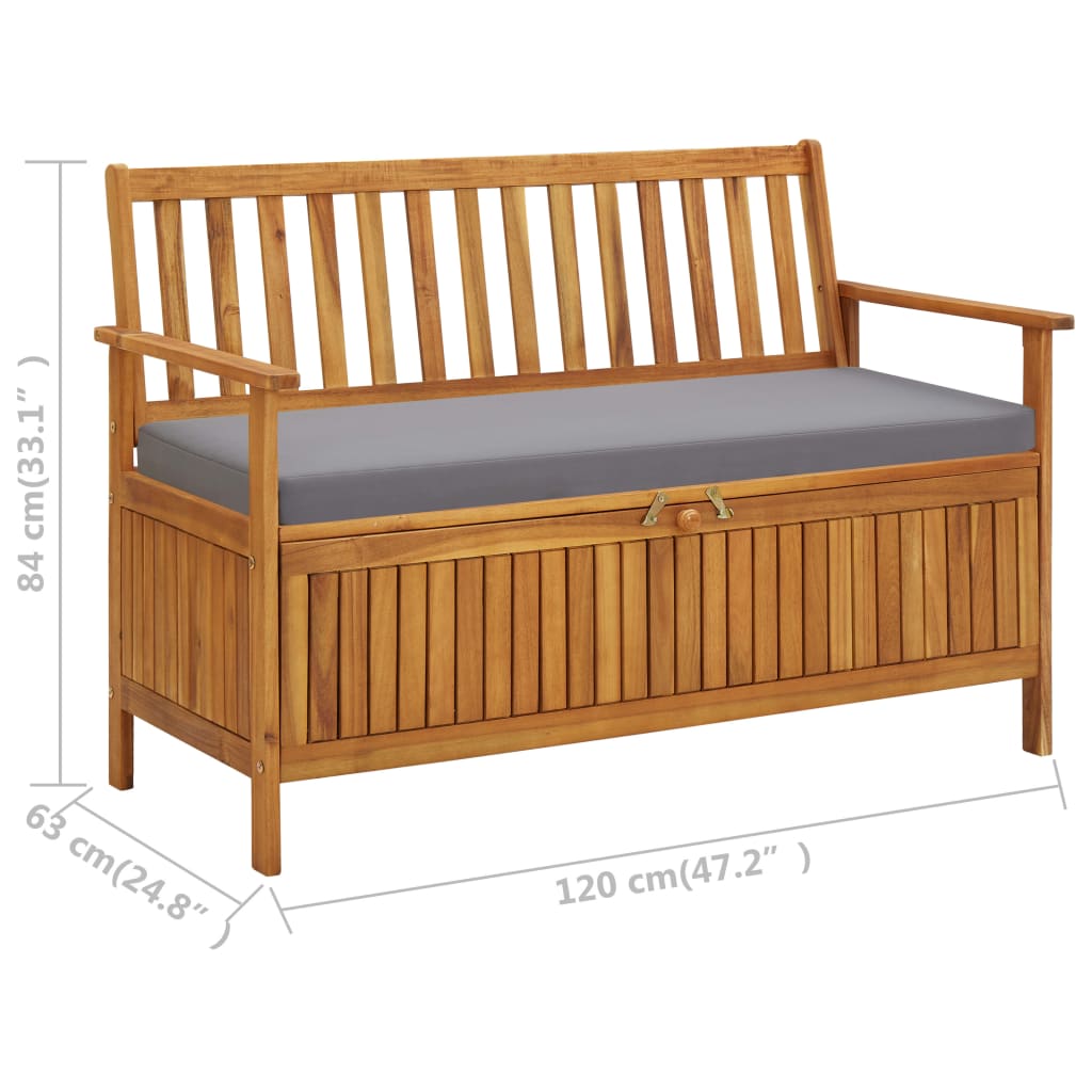 Garden Storage Bench 120 Cm Solid Acacia Wood