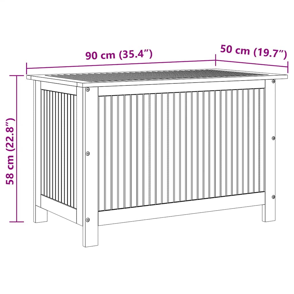 Garden Storage Box Solid Acacia Wood