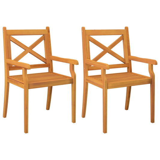 Outdoor Dining Chairs 2 Pcs Solid Wood Acacia