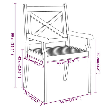 Outdoor Dining Chairs 2 Pcs Solid Wood Acacia