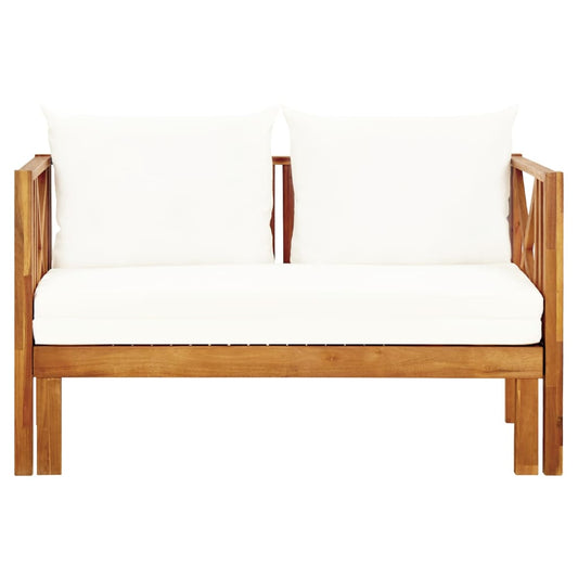 2-Seater Garden Bench With Cushions Solid Acacia Wood