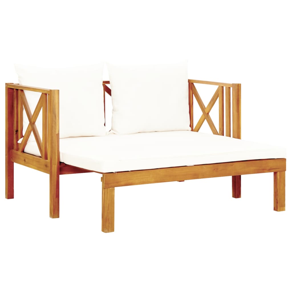 2-Seater Garden Bench With Cushions Solid Acacia Wood