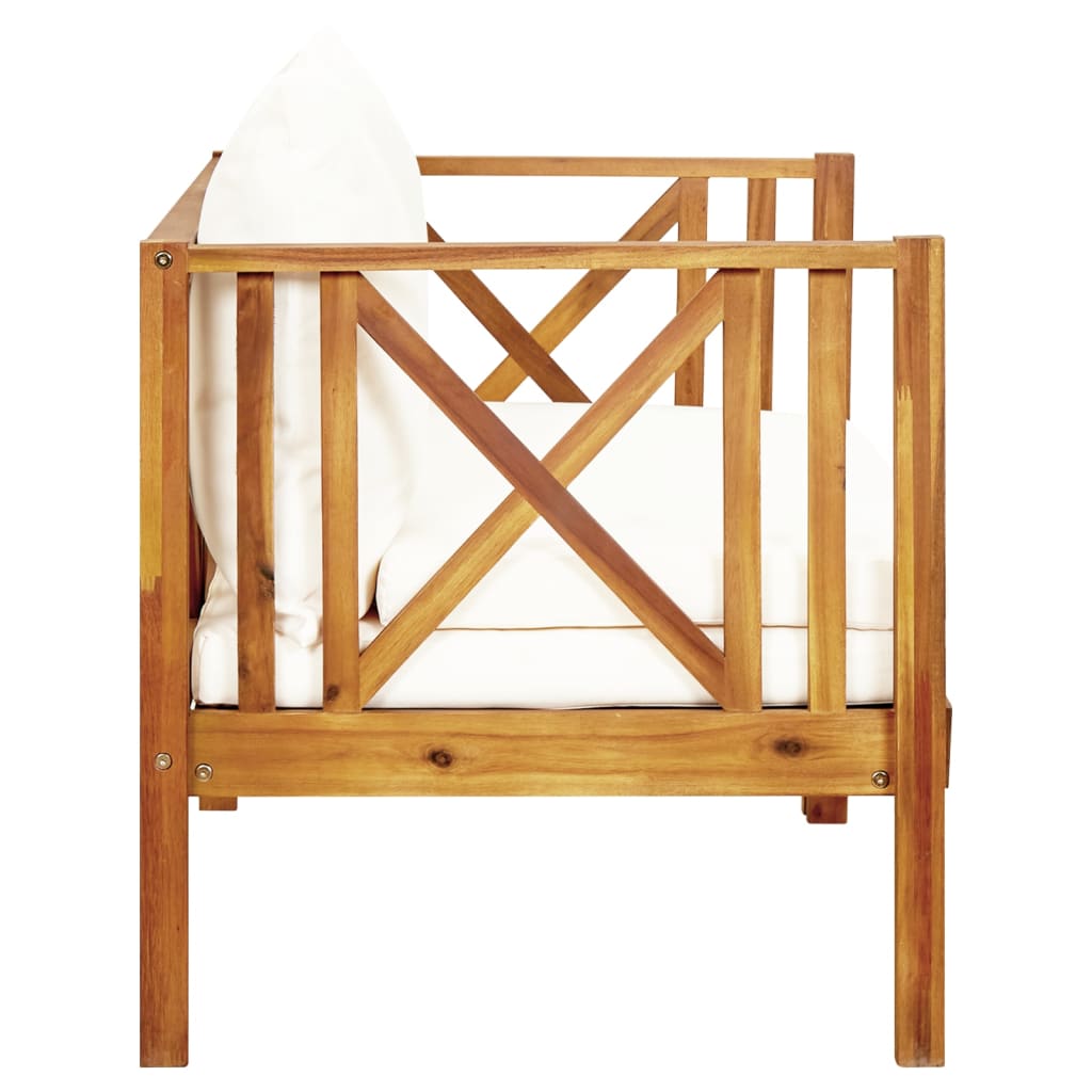 2-Seater Garden Bench With Cushions Solid Acacia Wood