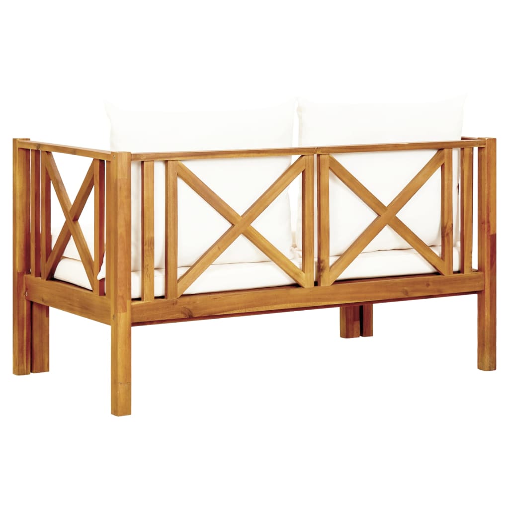 2-Seater Garden Bench With Cushions Solid Acacia Wood