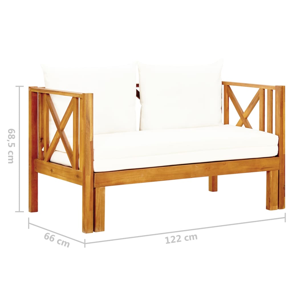 2-Seater Garden Bench With Cushions Solid Acacia Wood