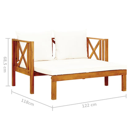 2-Seater Garden Bench With Cushions Solid Acacia Wood
