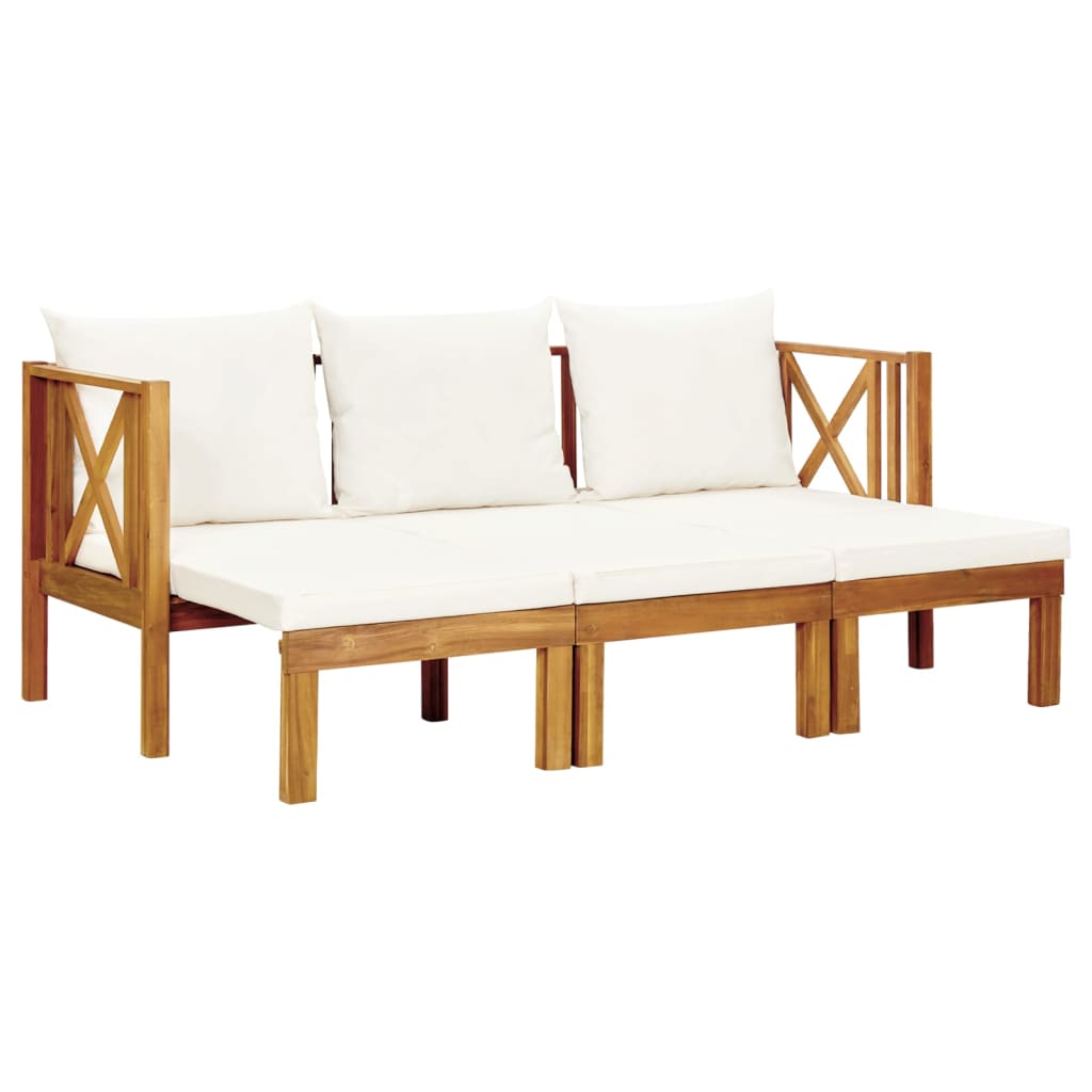 2-Seater Garden Bench With Cushions Solid Acacia Wood