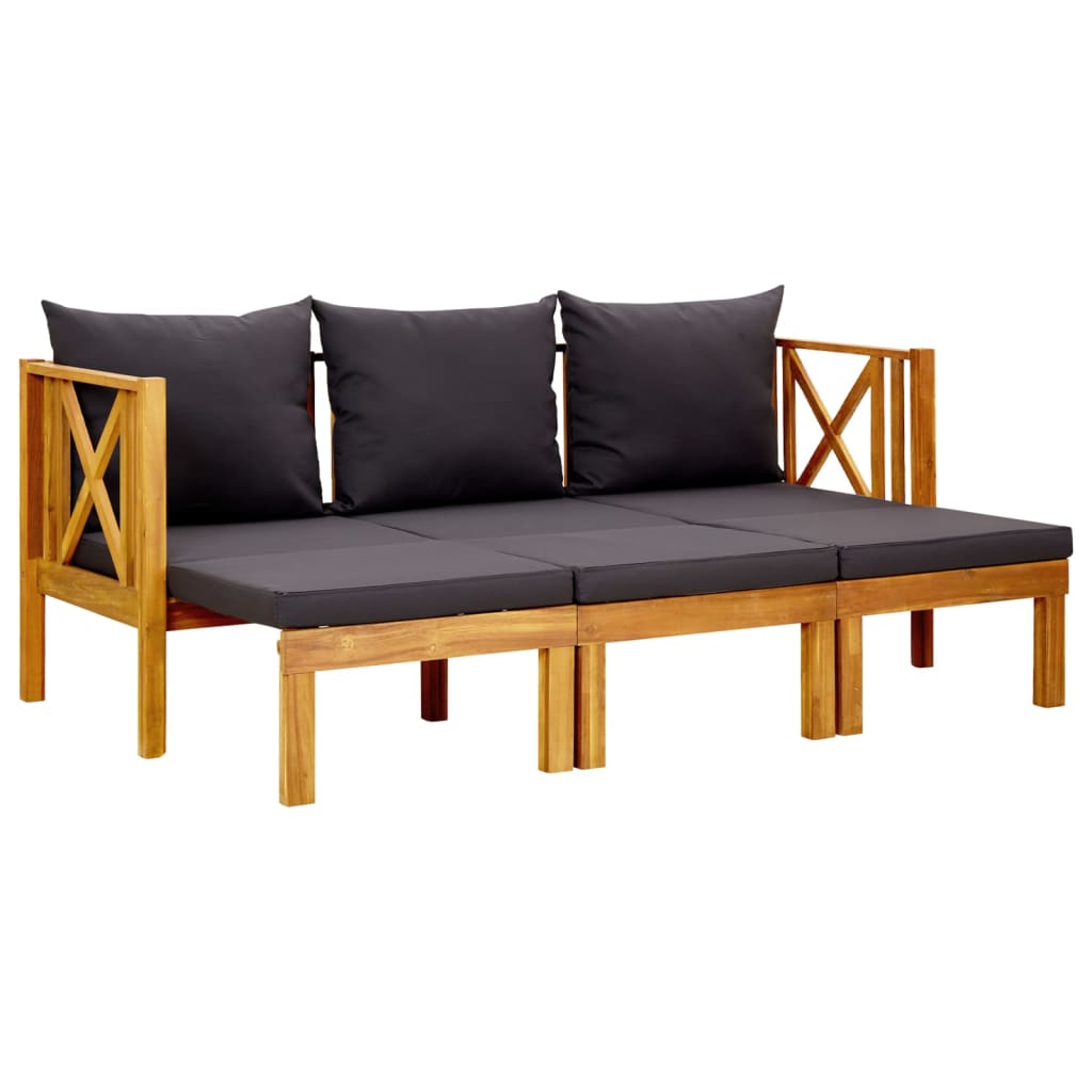 2-Seater Garden Bench With Cushions Solid Acacia Wood