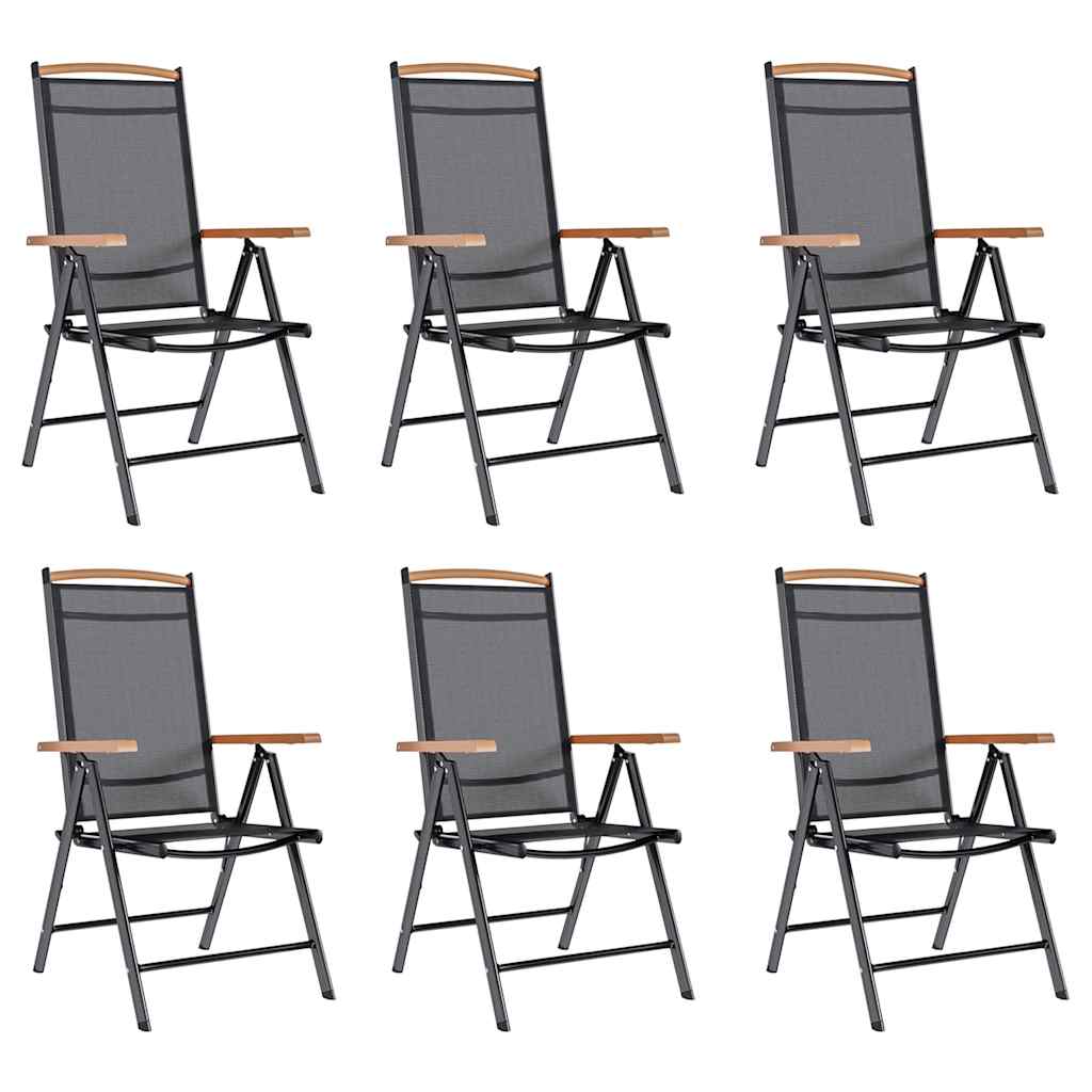Folding Garden Chairs 6 Pcs Textilene Black