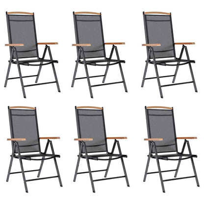 Folding Garden Chairs 6 Pcs Textilene Black
