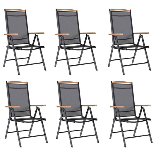 Folding Garden Chairs 6 Pcs Textilene Black