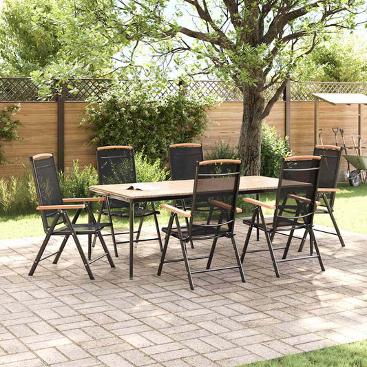 Folding Garden Chairs 6 Pcs Textilene Black