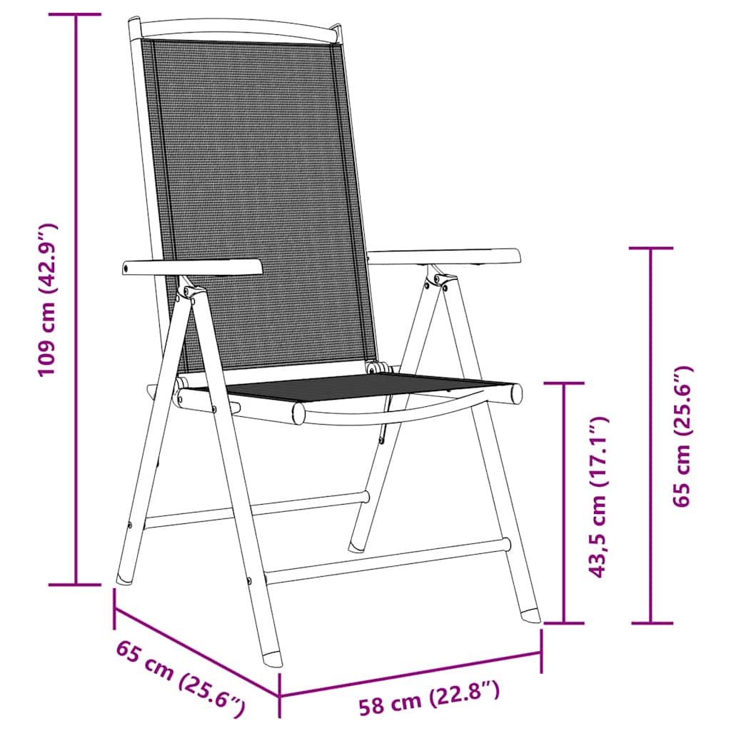 Folding Garden Chairs 6 Pcs Textilene Black