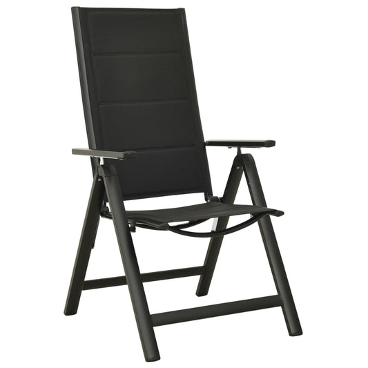 Folding Garden Chairs 2 Pcs Textilene And Aluminium Black