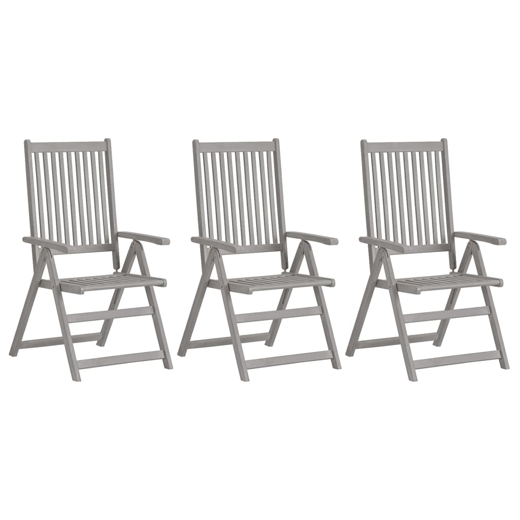 Garden Reclining Chairs 4 Pcs Grey Solid Wood Acacia