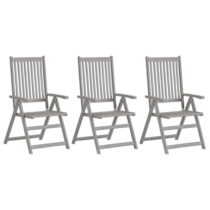 Garden Reclining Chairs 4 Pcs Grey Solid Wood Acacia