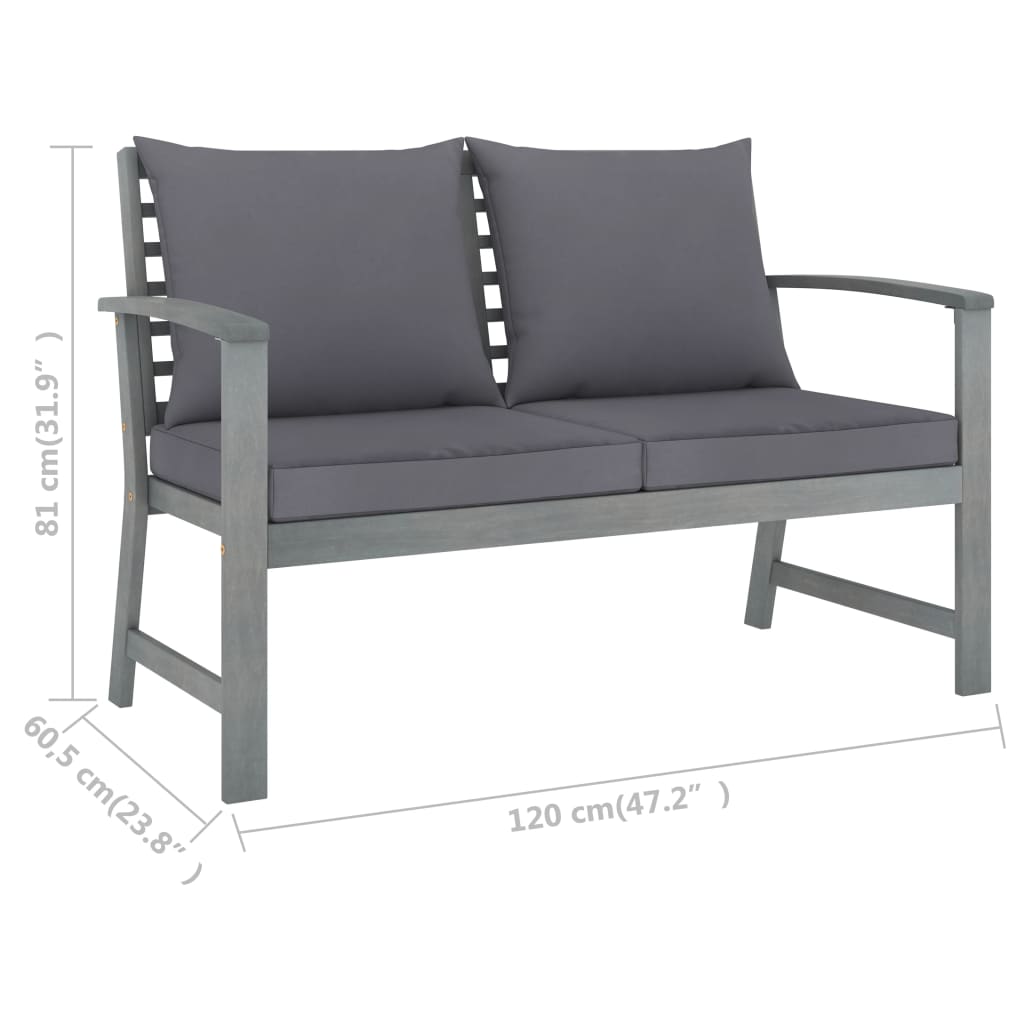 Garden Bench 120 Cm With Cushion Solid Acacia Wood