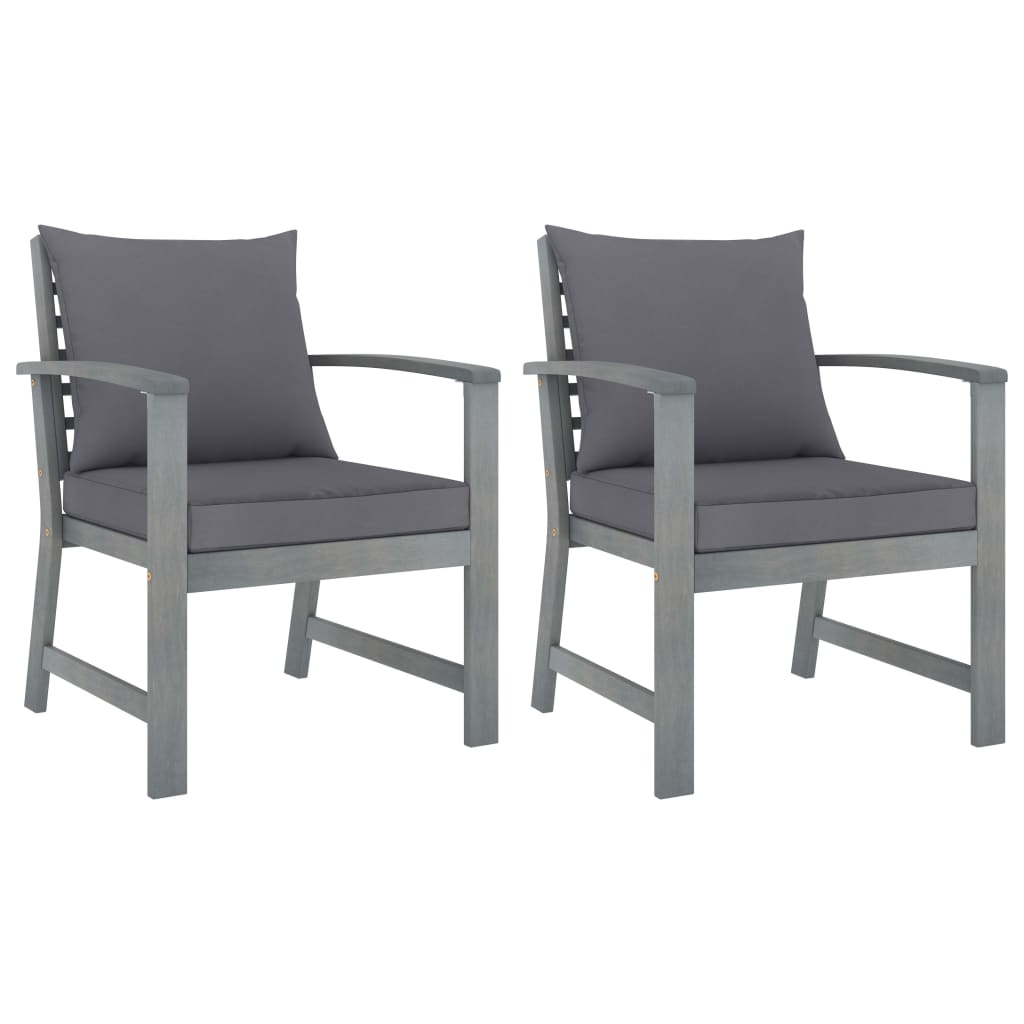 Garden Chairs 2 Pcs With Cushions Solid Acacia Wood