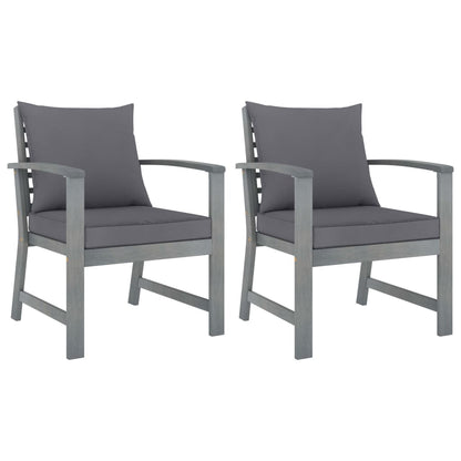 Garden Chairs 2 Pcs With Cushions Solid Acacia Wood