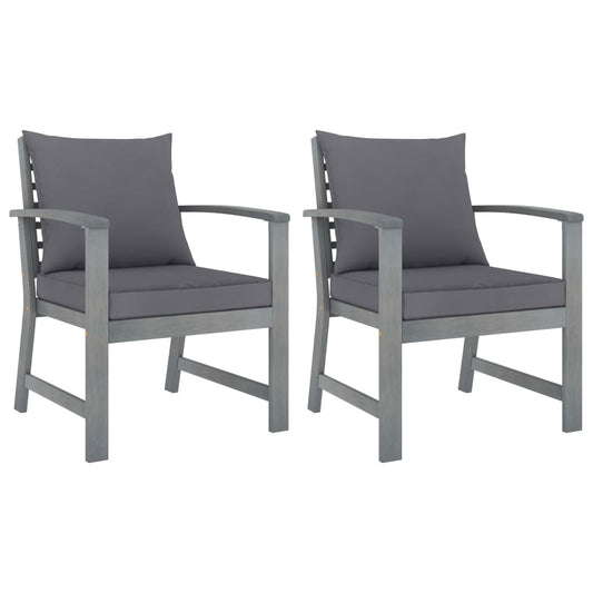 Garden Chairs 2 Pcs With Cushions Solid Acacia Wood
