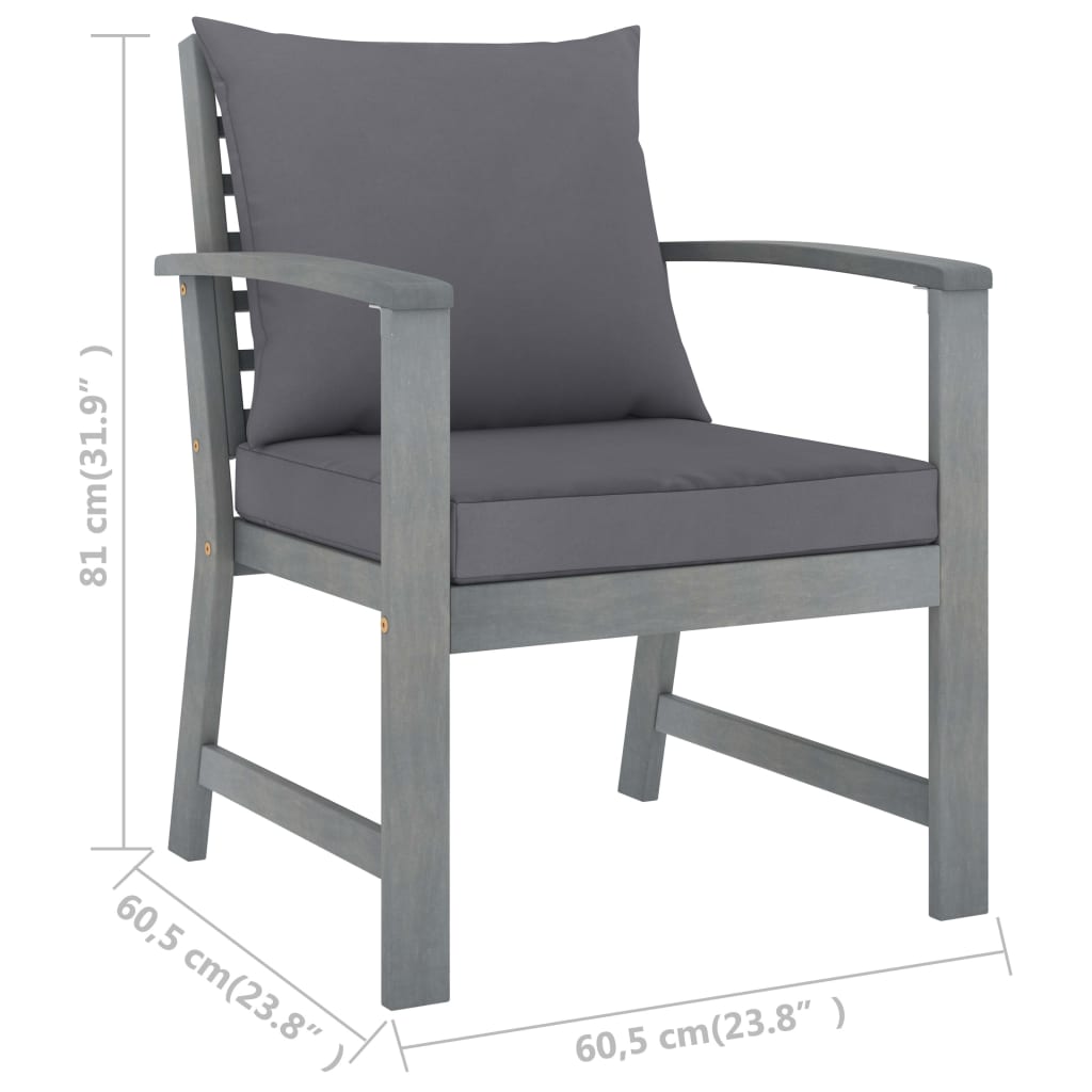Garden Chairs 2 Pcs With Cushions Solid Acacia Wood