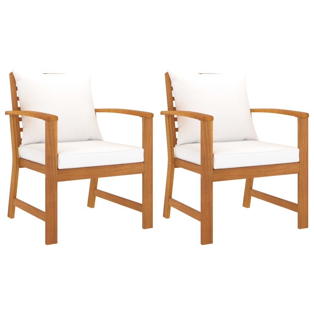 Garden Chairs 2 Pcs With Cushions Solid Acacia Wood