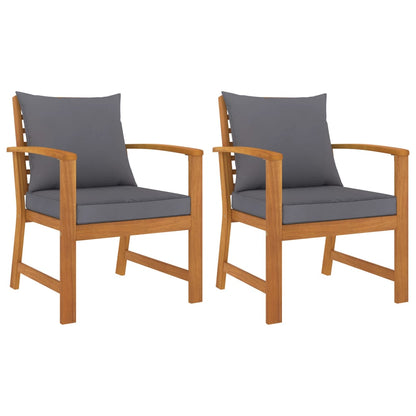 Garden Chairs 2 Pcs With Cushions Solid Acacia Wood