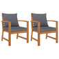 Garden Chairs 2 Pcs With Cushions Solid Acacia Wood