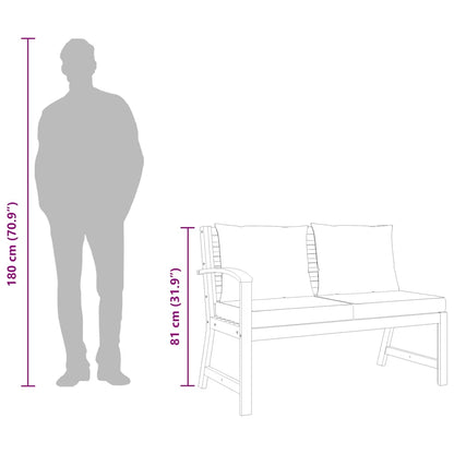 Garden Bench 114.5 Cm With Cushion Solid Acacia Wood