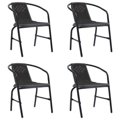 Garden Chairs 4 Pcs Plastic Rattan And Steel 110 Kg