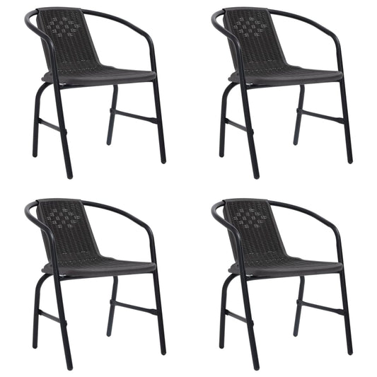 Garden Chairs 4 Pcs Plastic Rattan And Steel 110 Kg