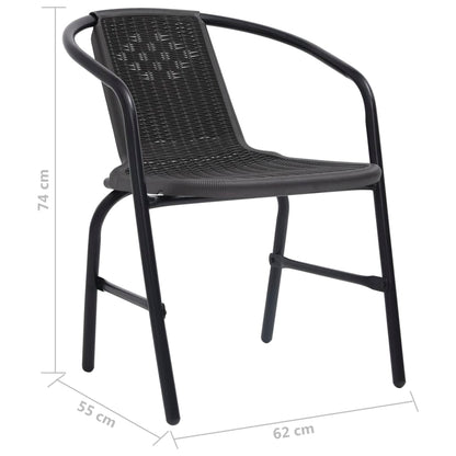 Garden Chairs 4 Pcs Plastic Rattan And Steel 110 Kg
