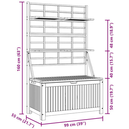 Storage Box With Trellis 99X55X160 Cm Solid Acacia Wood