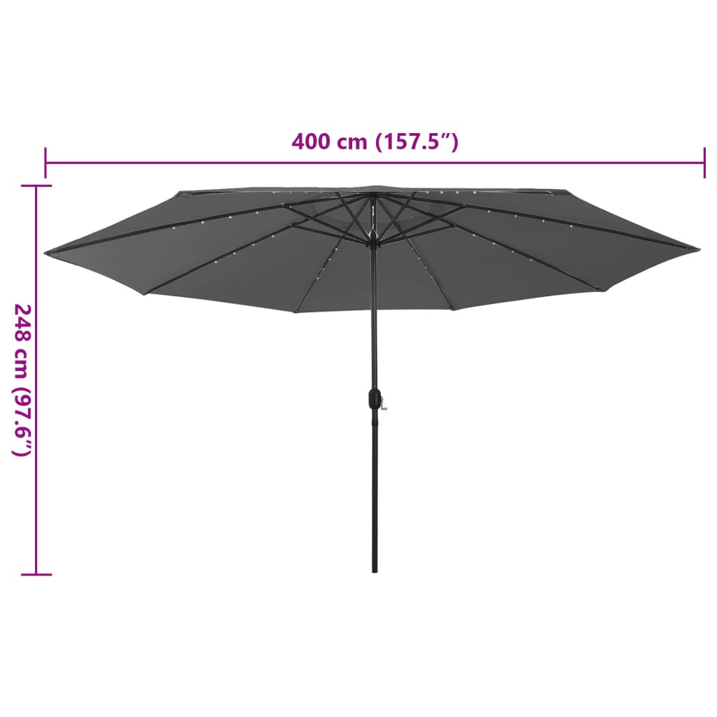 Garden Parasol With Led Lights 400 Cm