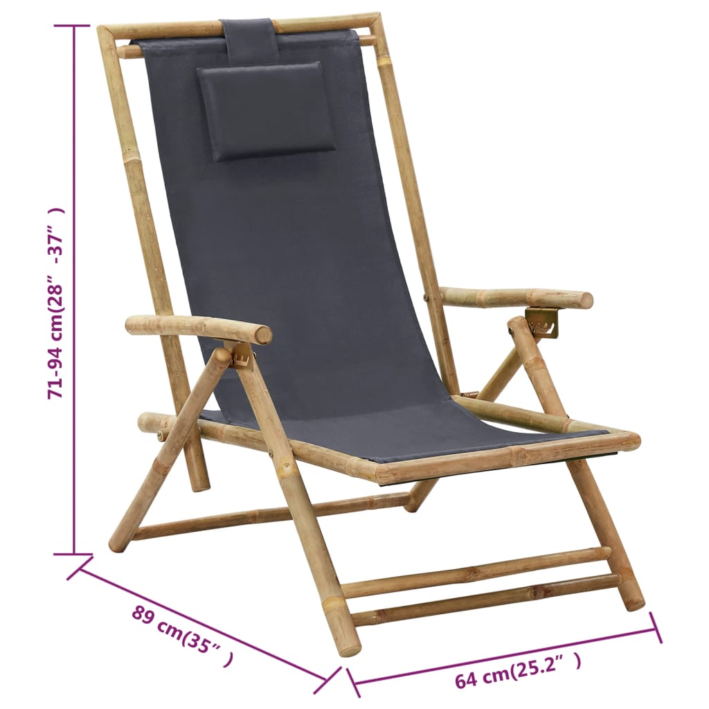 Reclining Relaxing Chair Bamboo And Fabric