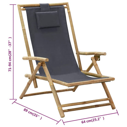 Reclining Relaxing Chair Bamboo And Fabric