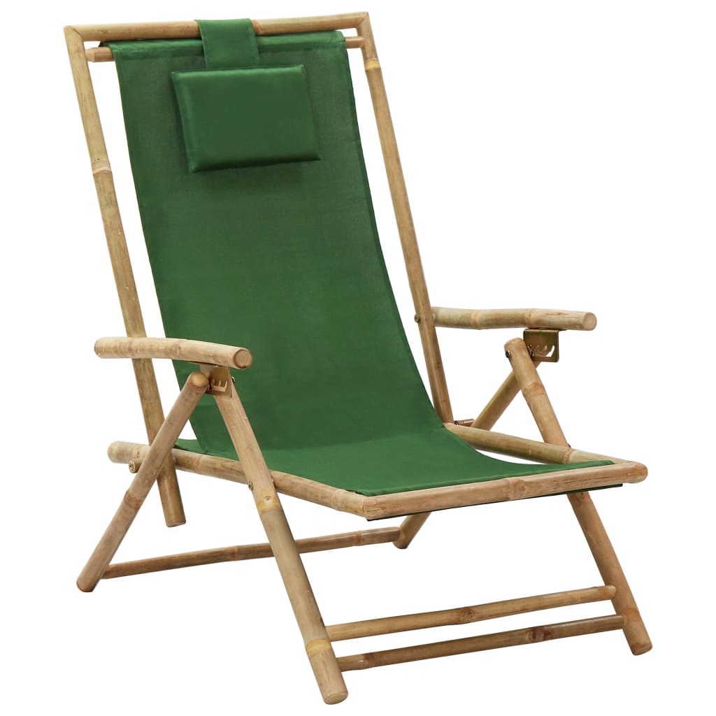 Reclining Relaxing Chair Bamboo And Fabric
