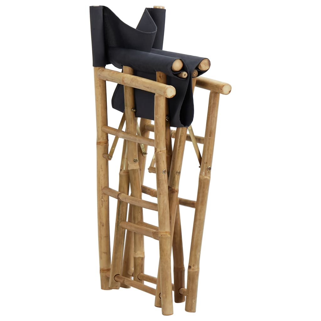 Folding Director's Chairs 2 Pcs Bamboo And Fabric