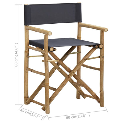 Folding Director's Chairs 2 Pcs Bamboo And Fabric