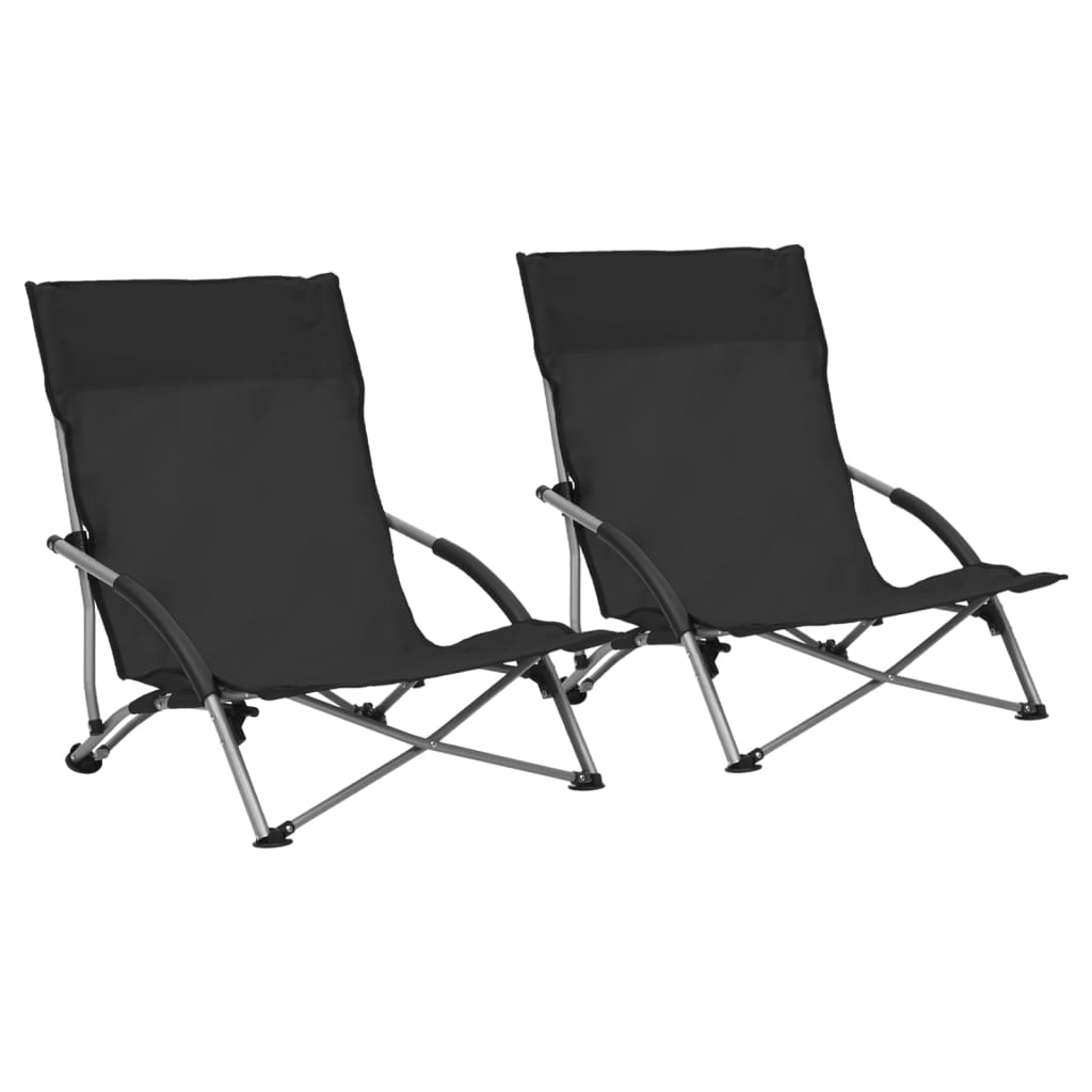 Folding Beach Chairs 2 Pcs Fabric