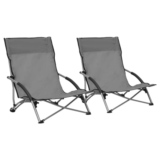 Folding Beach Chairs 2 Pcs Fabric