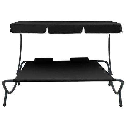 Outdoor Lounge Bed With Canopy And Pillows
