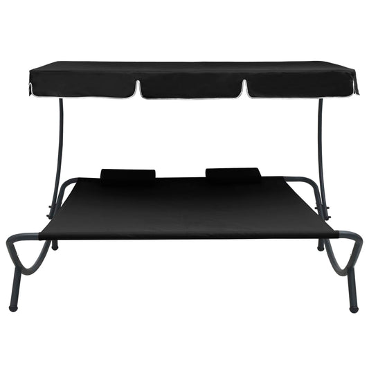 Outdoor Lounge Bed With Canopy And Pillows