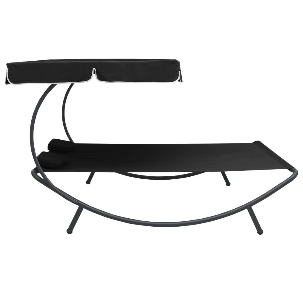 Outdoor Lounge Bed With Canopy And Pillows