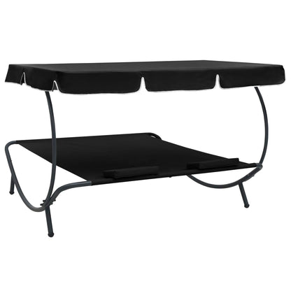 Outdoor Lounge Bed With Canopy And Pillows