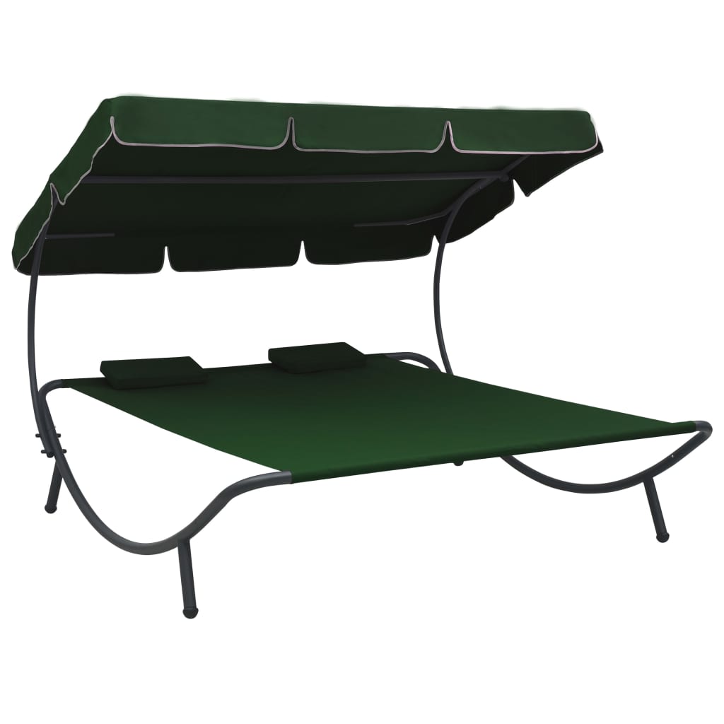 Outdoor Lounge Bed With Canopy And Pillows
