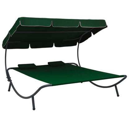 Outdoor Lounge Bed With Canopy And Pillows