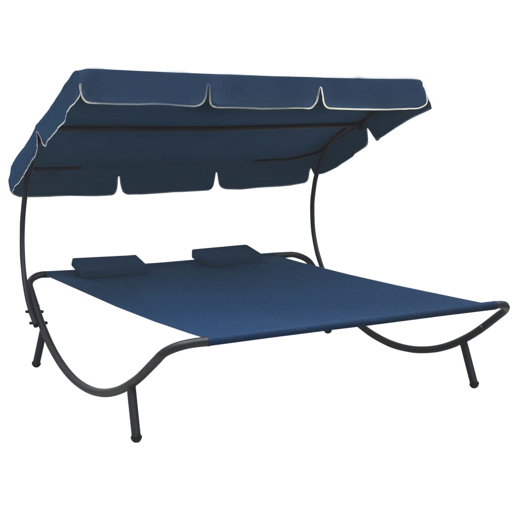 Outdoor Lounge Bed With Canopy And Pillows