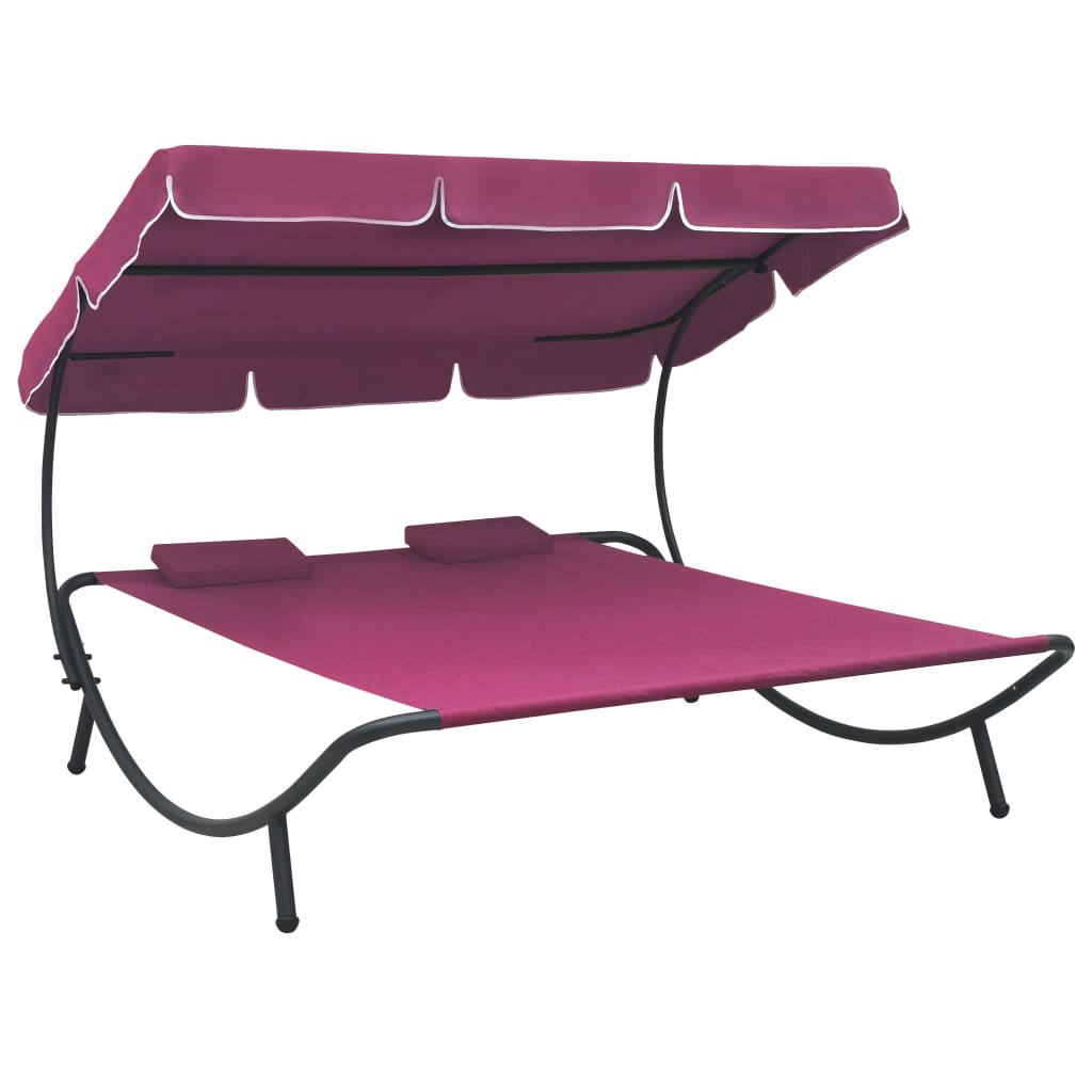 Outdoor Lounge Bed With Canopy And Pillows