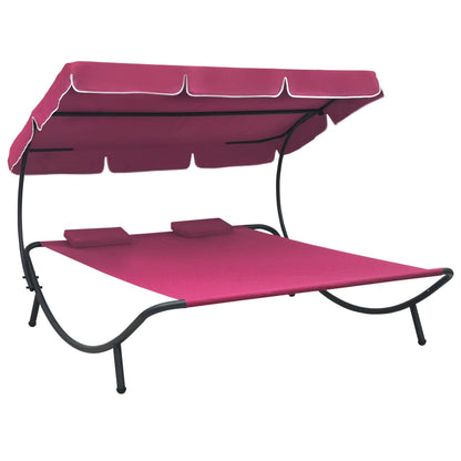 Outdoor Lounge Bed With Canopy And Pillows